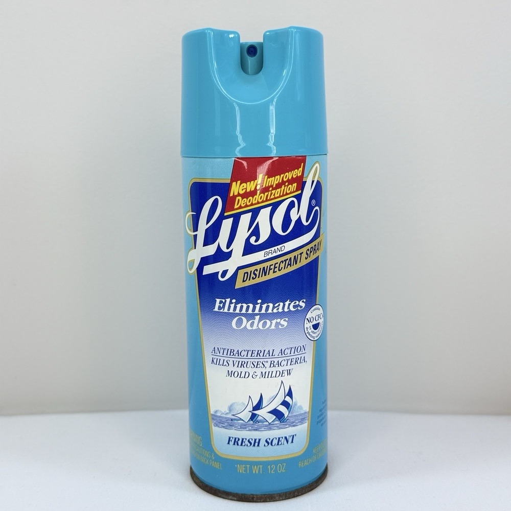 VTG Lysol Spray Fresh‎ Scent 12 Oz 2001 No CFCs Aerosol Can HTF